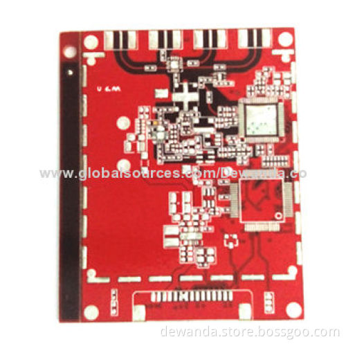 Double-sided PCB with red solder mask and lead Free HASL